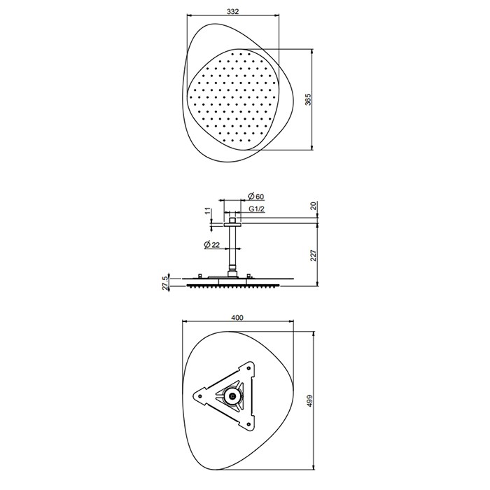 Fima Carlo Frattini Верхний душ 49х40см., потолочный, Cloud, Soffioni, F2653NNS цвет: чёрный