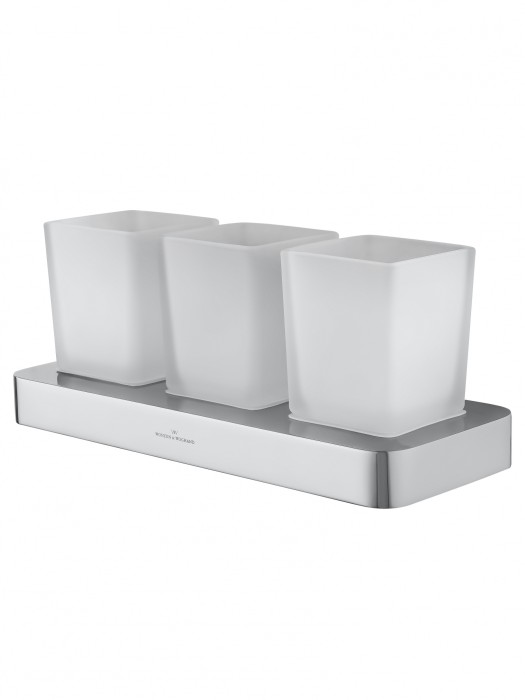 Три стакана для зубных щеток с держателем, Wonzon &amp; Woghand Lotte, WW-8338 цвет: хром