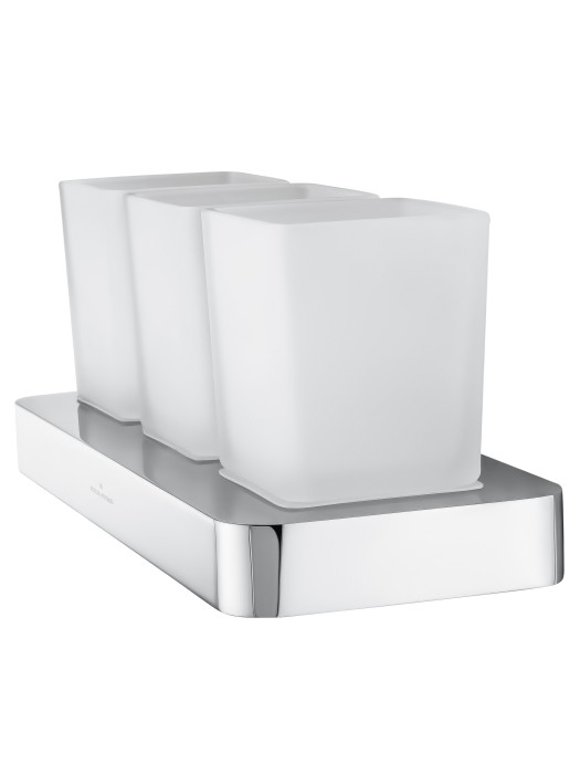 Три стакана для зубных щеток с держателем, Wonzon & Woghand Lotte, WW-8338 цвет: хром