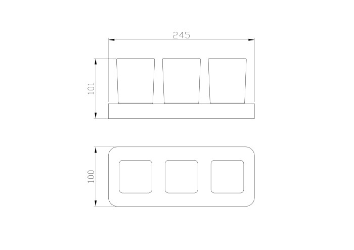 Три стакана для зубных щеток с держателем, Wonzon & Woghand Lotte, WW-8338 цвет: хром