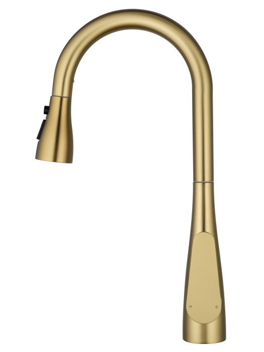 Смеситель для кухни с выдвижным изливом, Wonzon & Woghand, WW-121E201B-BG цвет: золото