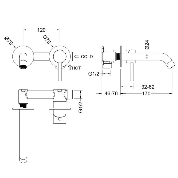 Смеситель для раковины Timo Saona встраиваемый, золото матовое арт. 2372/17SM