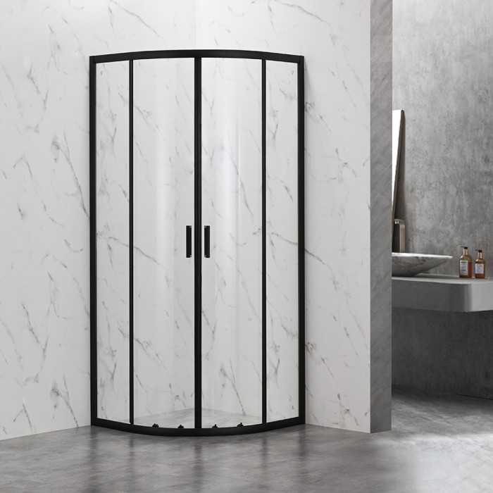 Душевой угол 800x800x1900, Veconi Rovigo, черный, стекло прозрачное арт. RV202B-80-01-C4