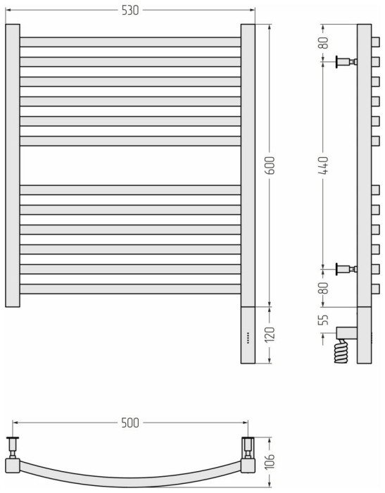 Сунержа Электрический полотенцесушитель 800x500, Аркус 3.0, 00-5705-6050 цвет: без покрытия