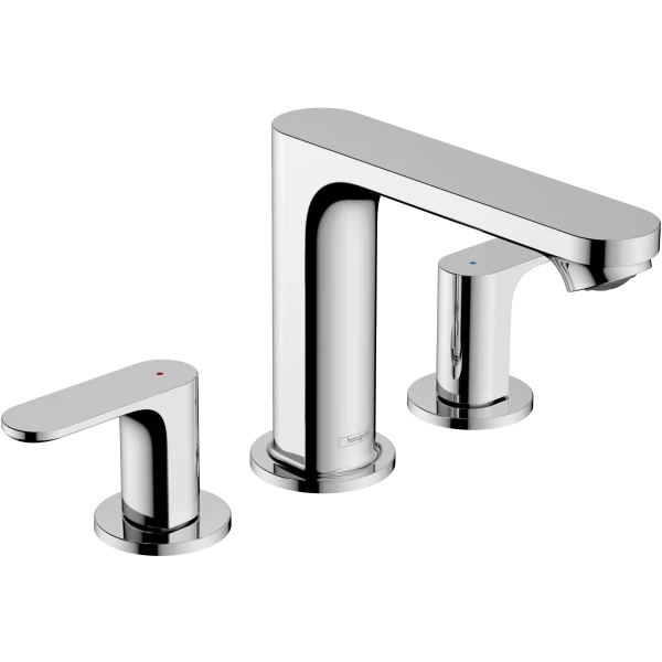 Смеситель для раковины на 3 отверстия со сливным гарнитуром, Hansgrohe Rebris S, хром арт. 72530000