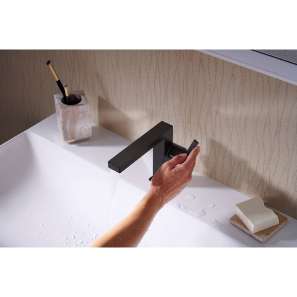 Смеситель для раковины Fine CoolStart, EcoSmart+, с донным клапаном Push-Open, Hansgrohe Tecturis E, чёрный арт. 73020670