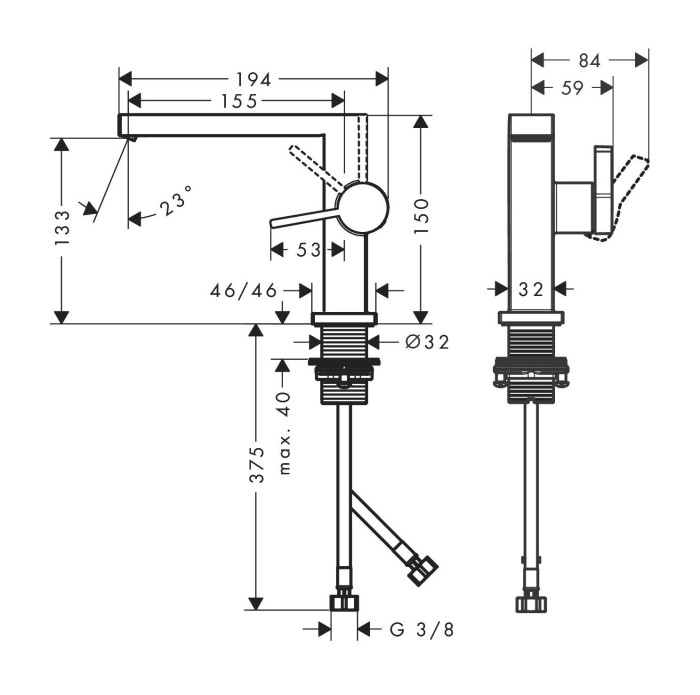 Смеситель для раковины Fine CoolStart, EcoSmart+, с донным клапаном Push-Open, Hansgrohe Tecturis E, чёрный арт. 73020670