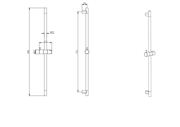 Душевая штанга, Aquatek, черный арт. AQ2000MB