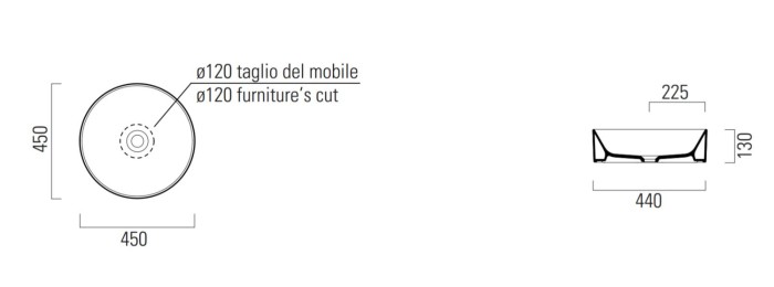 Раковина накладная 45х45х13 см, без перелива, санфарфор, Kube-x GSI арт. 942711