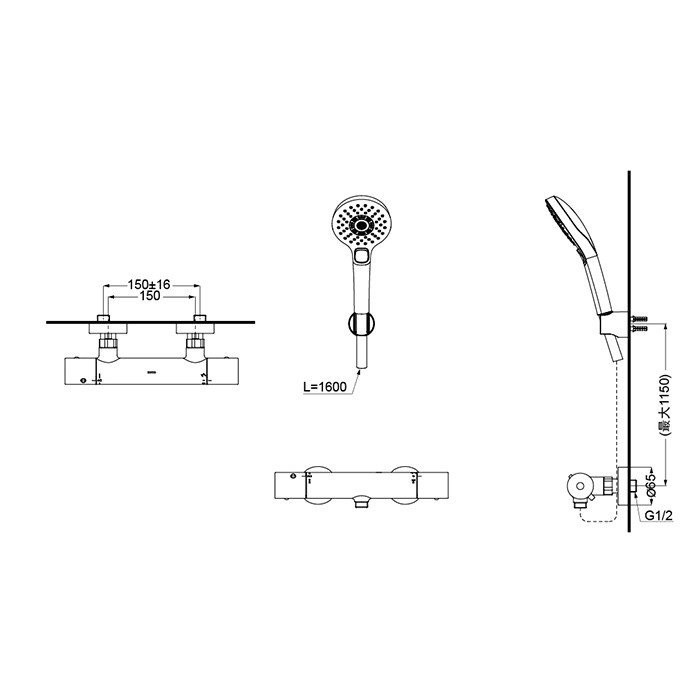 Смеситель для душа, Showers TOTO, TBV01401R цвет: хром