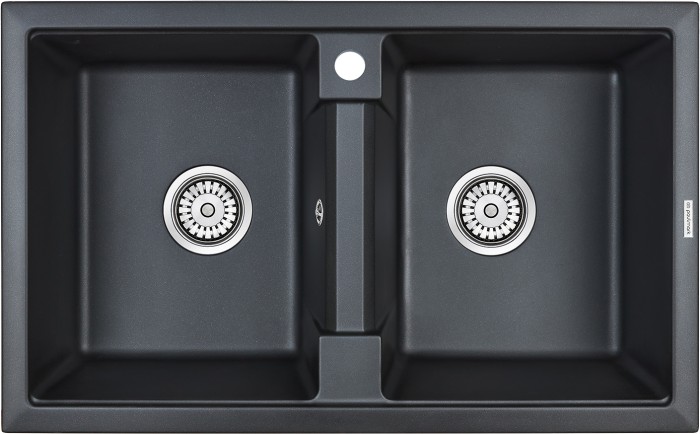 Мойка для кухни гранит 810х500 Paulmark TANDEM 80/2, черный-металлик - PM238150-BLM