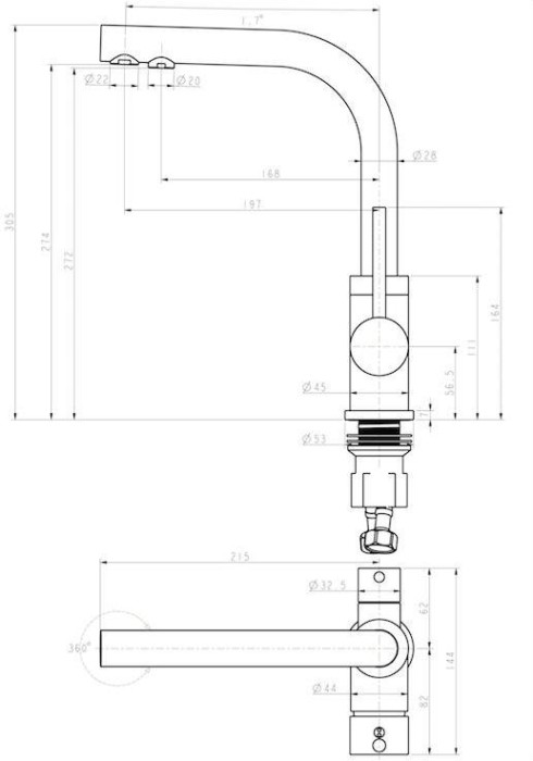 Смеситель для кухни  Paulmark ESSEN, PVD, вороненая сталь - Es213011-GM