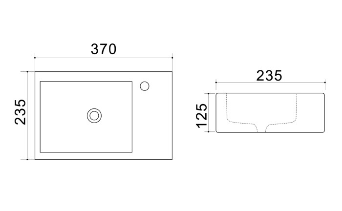 Раковина 37х23,5х12,5 левая, белая, Azario - AZ4331A