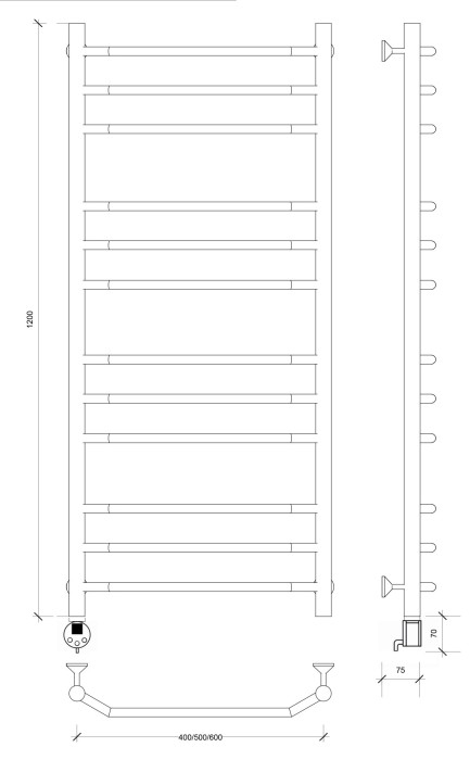 Полотенцесушитель электрический 120x40 Агата 3 Secado арт. 4673739231920