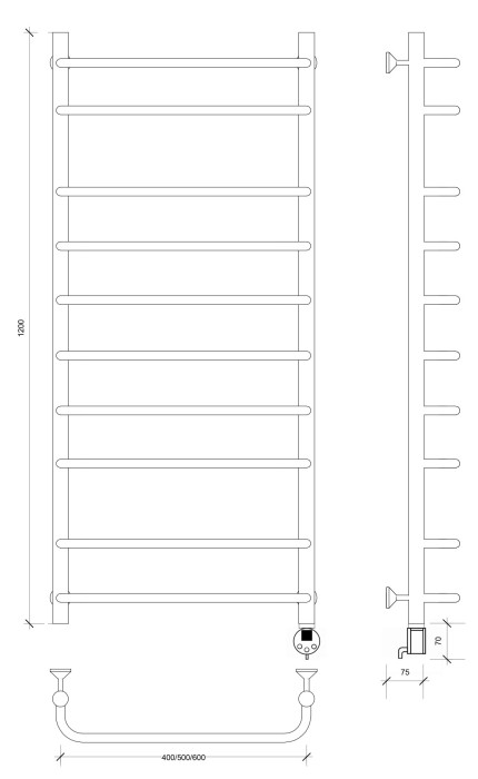 Полотенцесушитель электрический 80x40 Мерида 2 СП Secado арт. 4673739236260