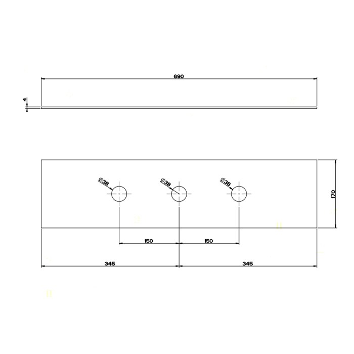 Пластина на 3 отверстия для монтажного бокса, Gessi Bath316, шлифованная сталь арт. 54593#239