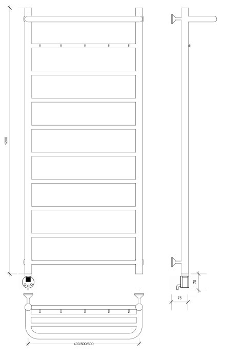 Полотенцесушитель электрический 120x50 Триада 1 КСП Secado арт. 4673739242698