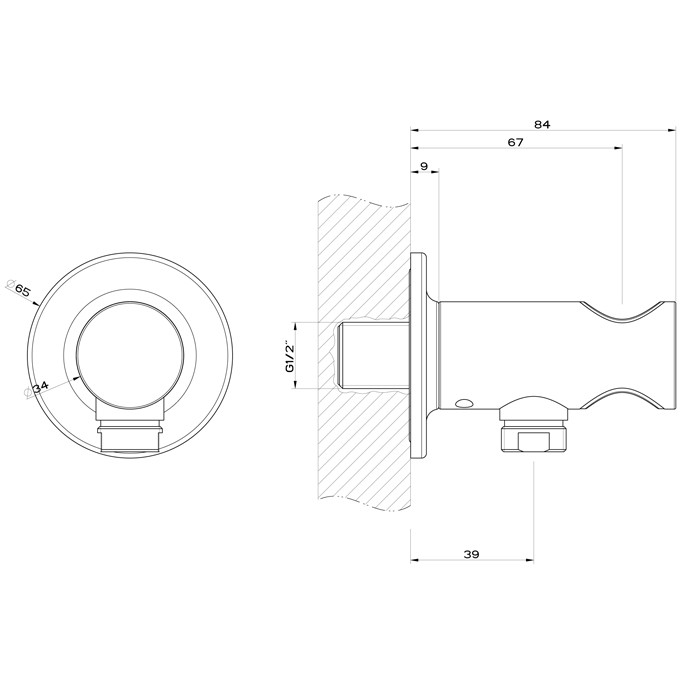 Вывод воды с держателем для душевой лейки на 1/2", Gessi Inciso, finox арт. 58161#149