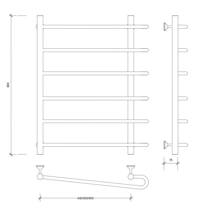 Полотенцесушитель водяной 80x40x50 Венеция 2 (хром) Secado арт. 4603777446376