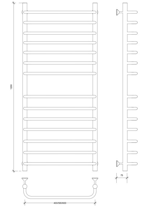 Полотенцесушитель водяной 120x50 Мерида 4 (хром) Secado арт. 4603759406169