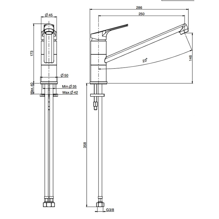 Fima Carlo Frattini Смеситель для кухни, на 1 отв., Kitchen, F3797CR.ES цвет: хром