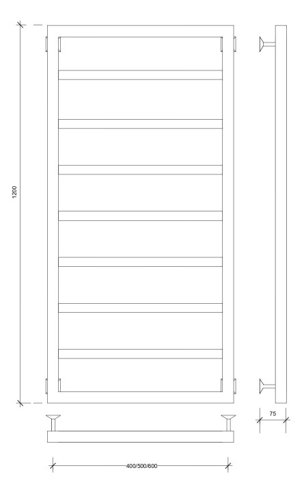 Полотенцесушитель водяной 120x60 Парма (черный) Secado арт. 4603777443139