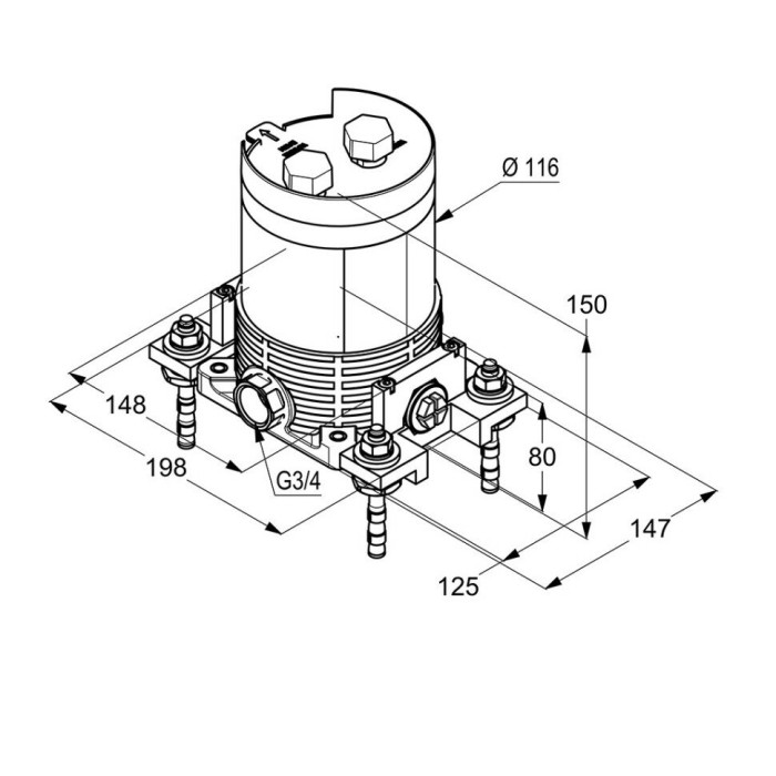 Встраиваемый блок для напольных смесителей для ванны и душа, flexx.Boxx Kludi, - 88088