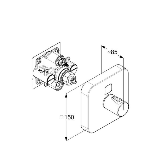Встраиваемый смеситель, push Kludi, хром - 389010538