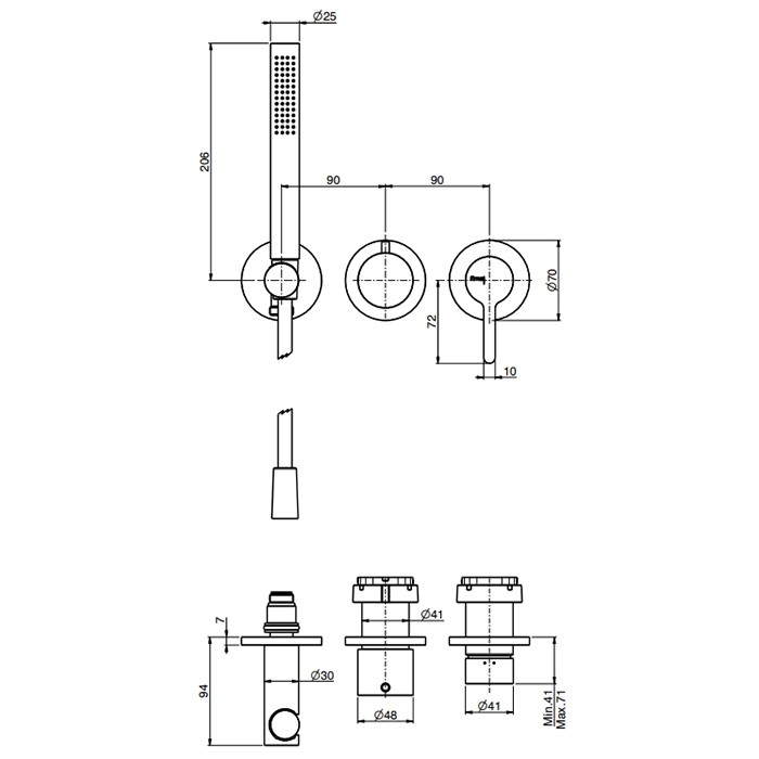 Fima Carlo Frattini Смеситель для душа, встраиваемый, с ручным душем, 2 источника, Snap, F3129WX8CR цвет: хром
