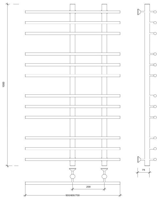 Полотенцесушитель водяной латунный 100x20x60 Турин 3 (бронза) Secado арт. 4673739250235