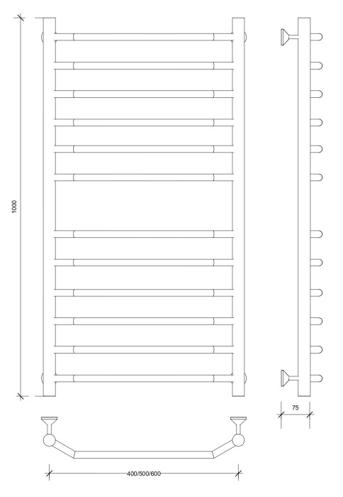 Полотенцесушитель водяной 100x60 Агата 4 (черный) Secado арт. 4673739223628