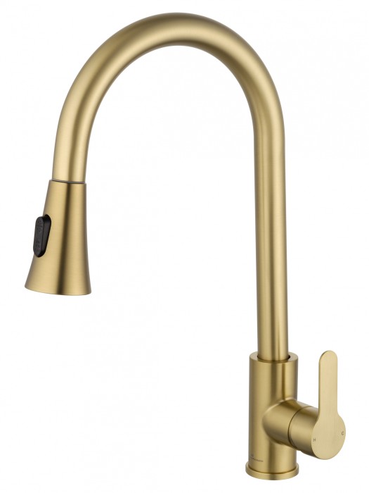 Смеситель для кухни с выдвижным изливом, Wonzon &amp; Woghand, WW-121E201L-BG цвет: золото