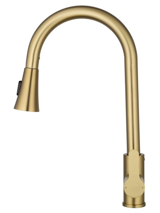 Смеситель для кухни с выдвижным изливом, Wonzon & Woghand, WW-121E201L-BG цвет: золото