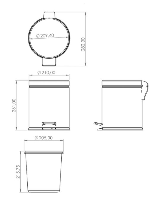 Ведро для мусора с педалью 5л, микролифт BERGES арт. 122002