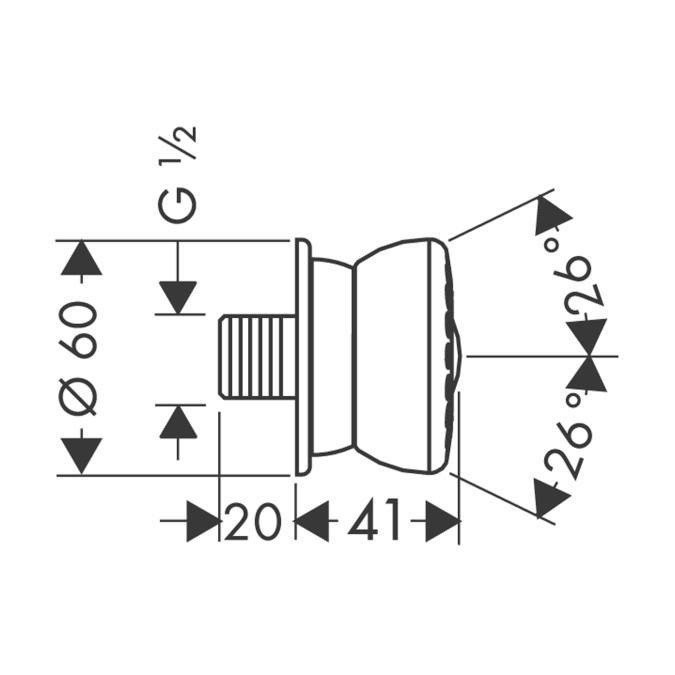 Боковая форсунка 60 top с регулируемым углом наклона Bodyvette Hansgrohe, хром арт. 28467000