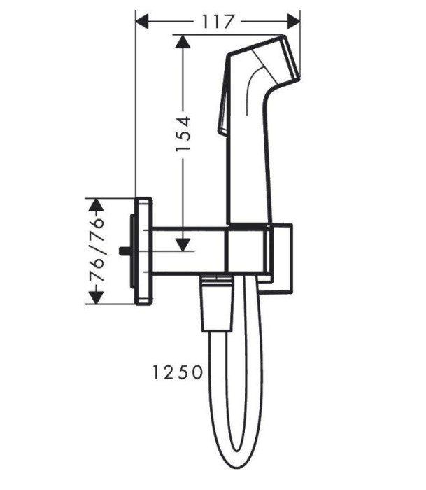 Гигиенический душ со смесителем, держателем и шлангом 125см Bidette Hansgrohe, хром арт. 29233000