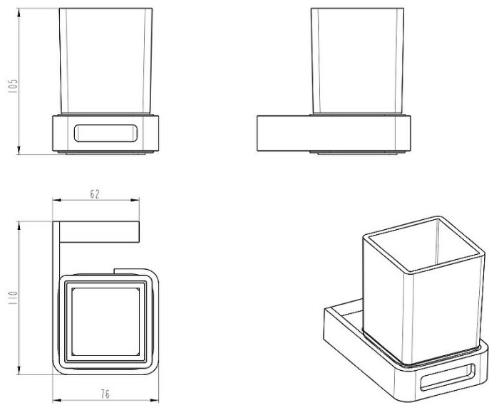 Стакан для зубных щеток, Q, Boheme 10944-SGM
