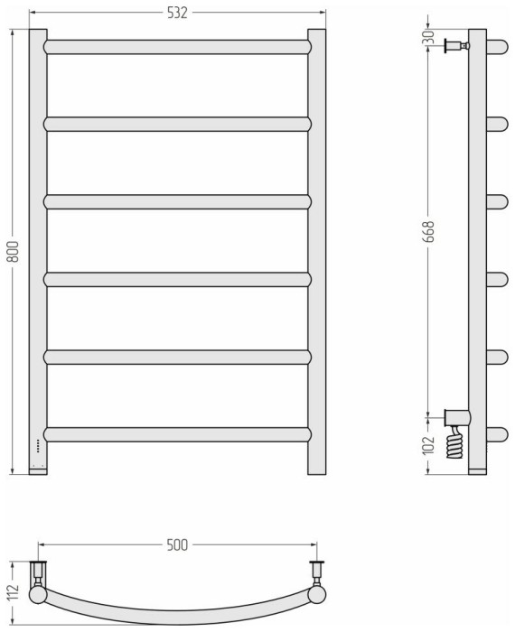 Сунержа Электрический полотенцесушитель 800x500, Галант 4.0, 31-0830-8050 цвет: матовый чёрный