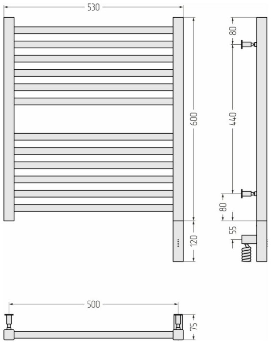 Сунержа Электрический полотенцесушитель 1000x300, Модус 3.0, 071-5701-6050 цвет: сатин