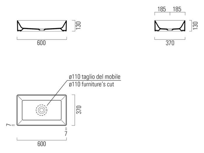 Раковина накладная GSI Kube-x 60х37х13см, extraglaze, цвет белый арт. 945311