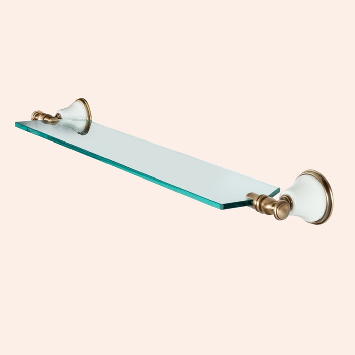 Стеклянная полочка 71см, подвесной, Harmony белый/бронза, Tiffany World - TWHA018bi/br