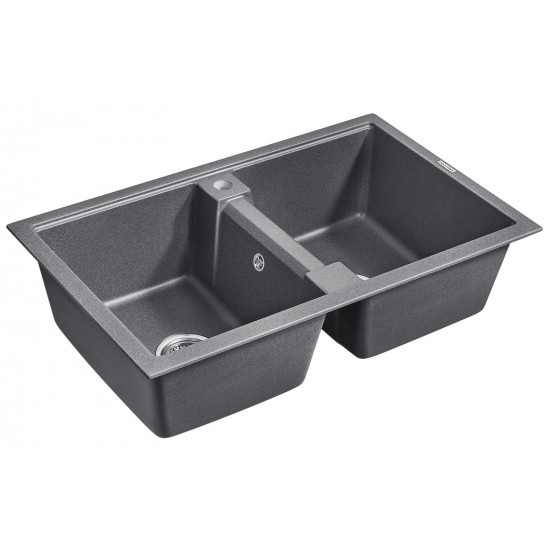 Мойка для кухни гранит 810х500 Paulmark TANDEM 80/2, графит - PM238150-DG