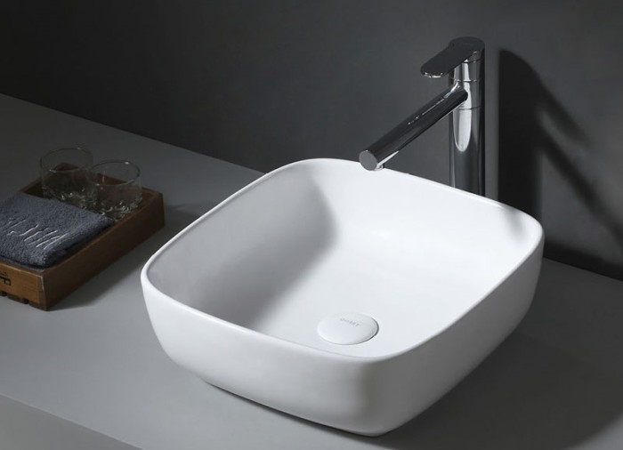 Раковина 40х40х14 накладная, белая, Azario - AZ41016