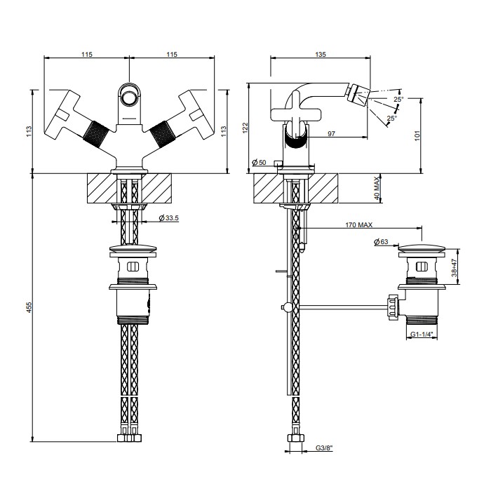 Смеситель для биде, 1 отв., Gessi Inciso, хром арт. 58127#031