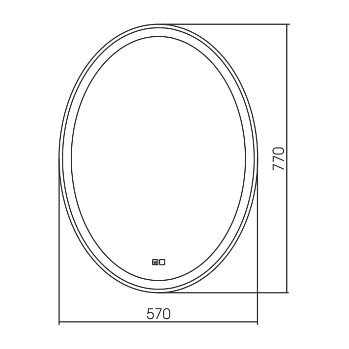 зеркало 570х770 сенсорный выключатель, диммер, подогрев, Azario Италия - ФР-00001055