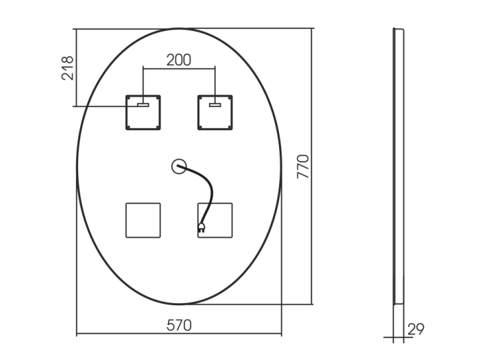 зеркало 570х770 сенсорный выключатель, диммер, подогрев, Azario Италия - ФР-00001055