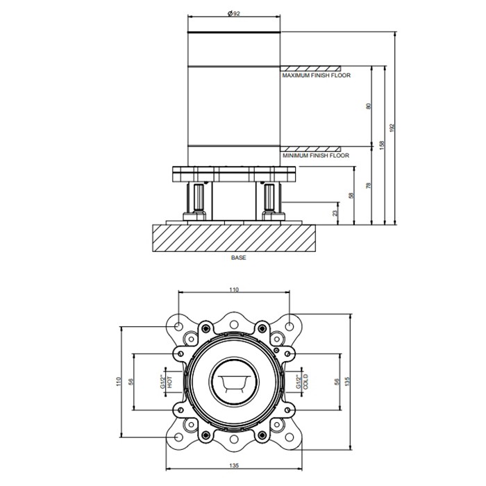 Встраиваемая часть для напольного смесителя для ванны с душевой лейкой, Gessi Emporio Via manzoni, арт. 38389#031