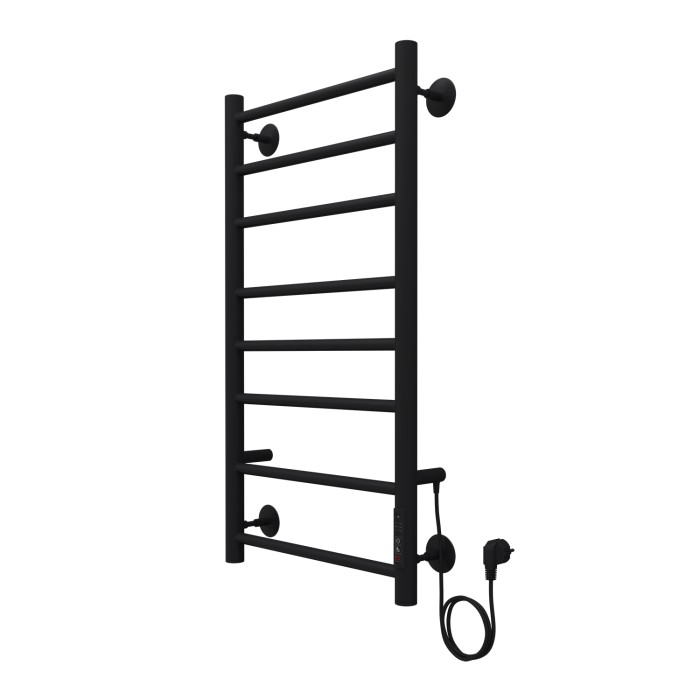 Полотенцесушитель электрический 400/800 8 секций, диммер справа, черный, Parma Azario - AZ10848B
