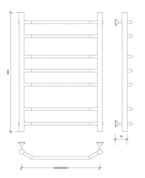 Полотенцесушитель водяной 80x60 Агата 2 (хром) Secado арт. 4603777444259