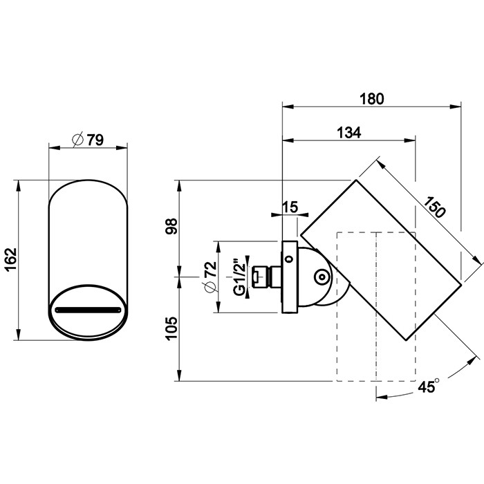 Верхний душ d7.9см., с настенным креплением, водопад, Gessi 316, steel brushed арт. 57283#239